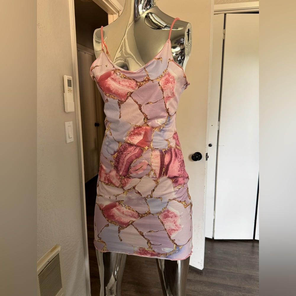 Elegant Pink and Purple Marble Dress